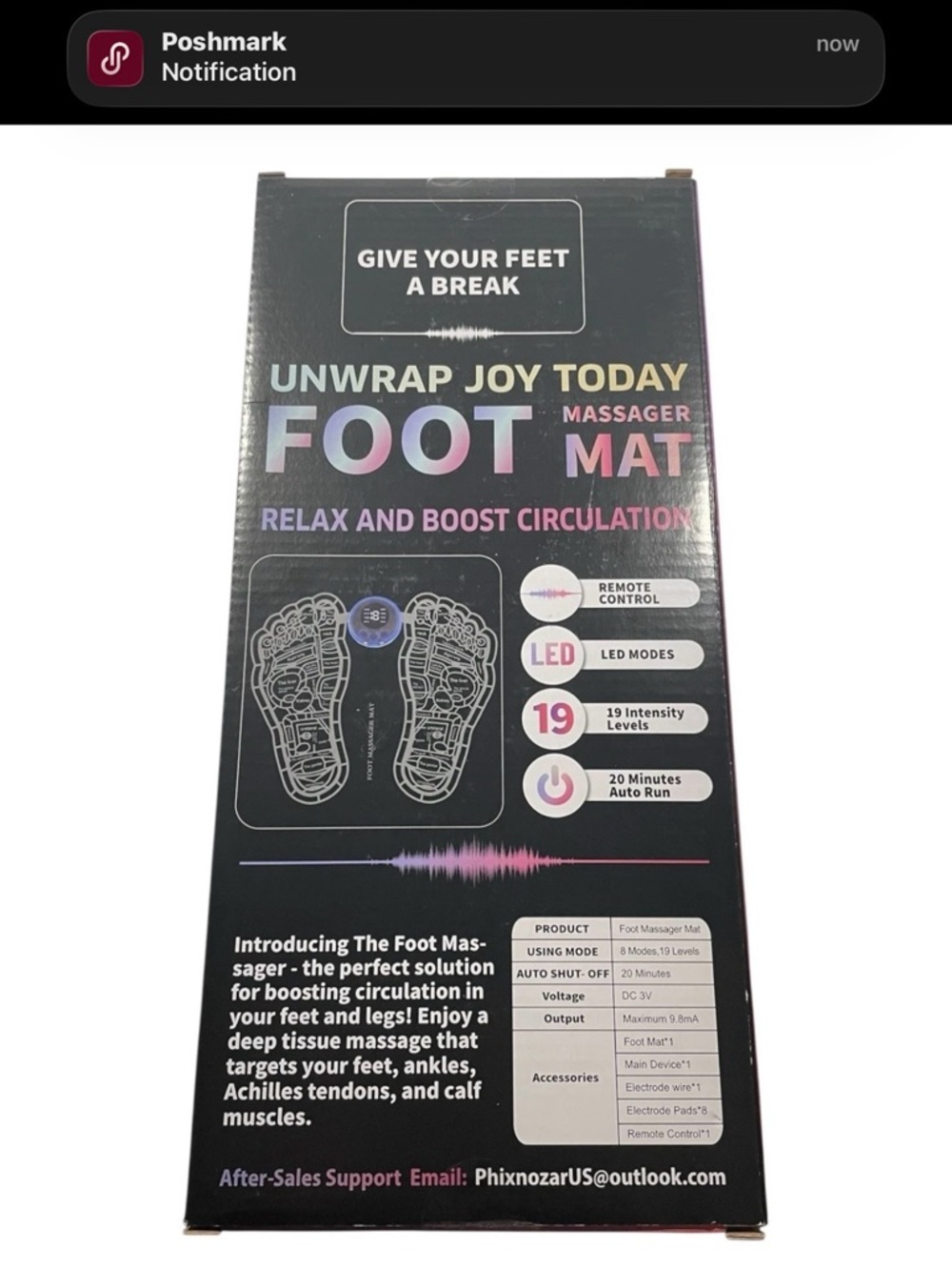 EMS Foot Massager Mat Neuropathy Feet for Circulation and Pain Relief NIP NEW